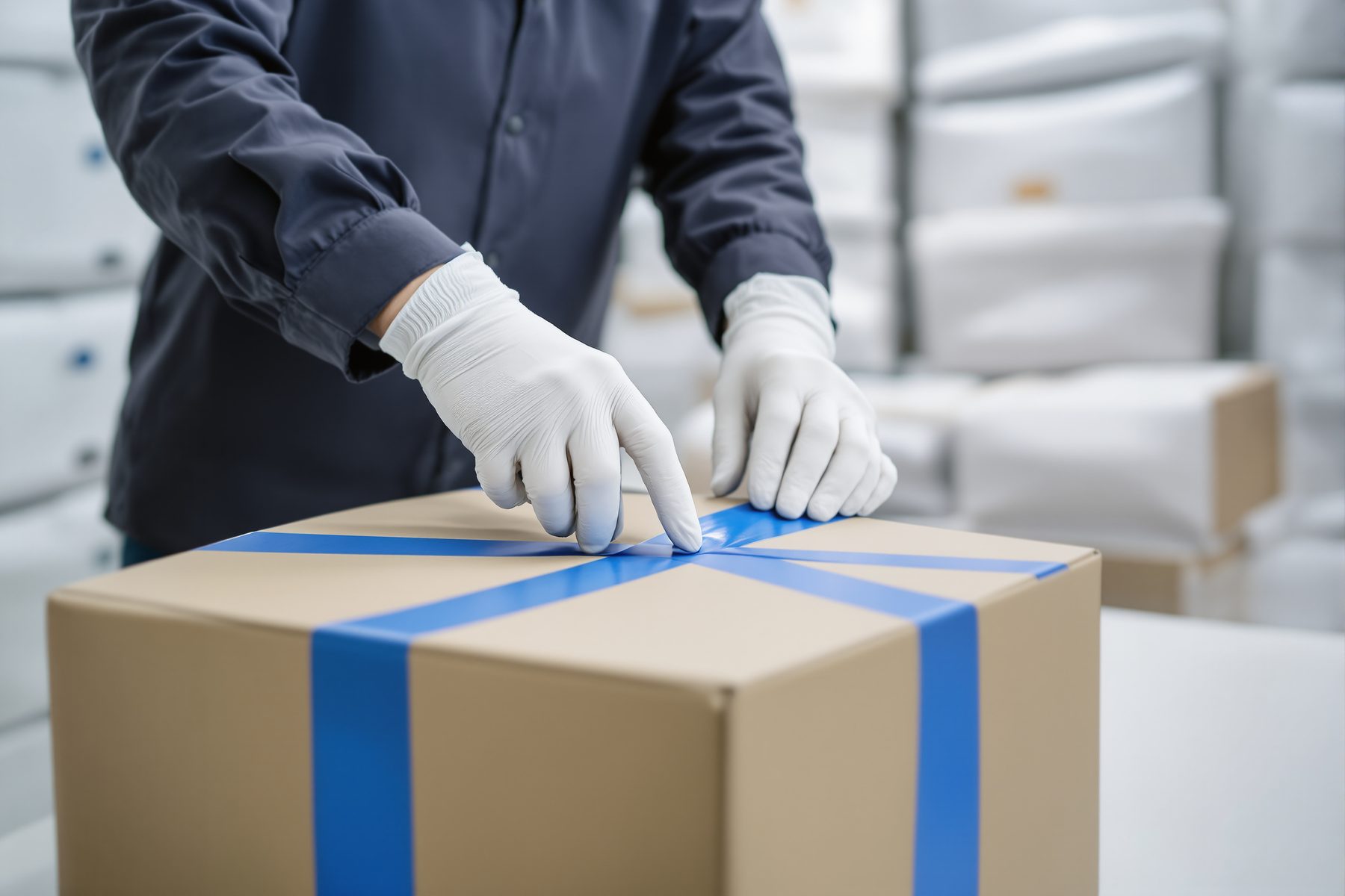 出荷の持ち場 — 積込前の貨物（生成画像）