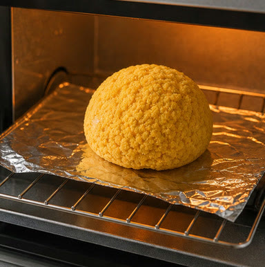 トースターで焼き直されるクッキーシュー